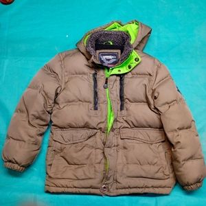 Down Filled Hawke&Co youth boys 10/12 hooded winter jacket snowboard skiing